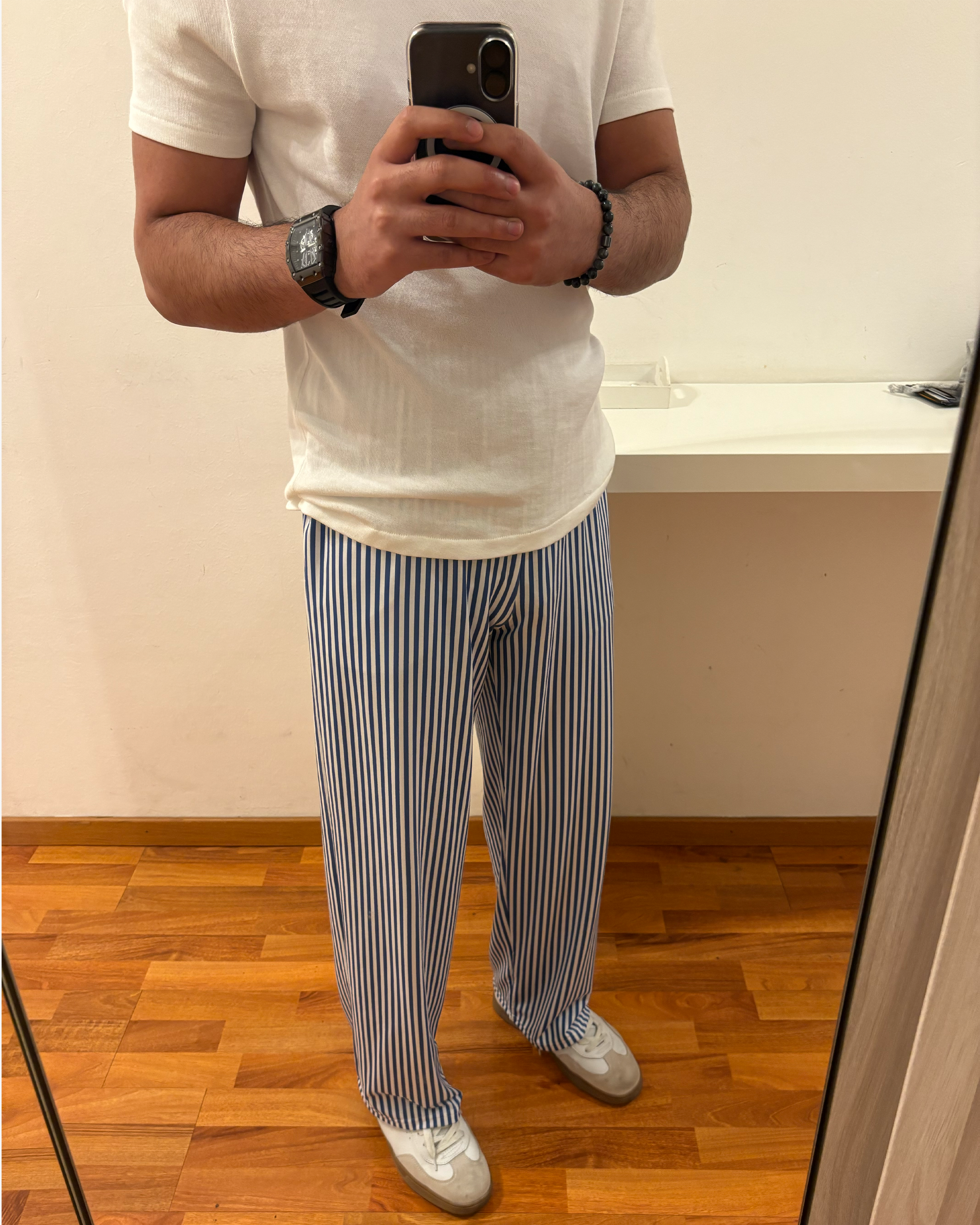 UNISEX STRIPED PANTS - BLUE