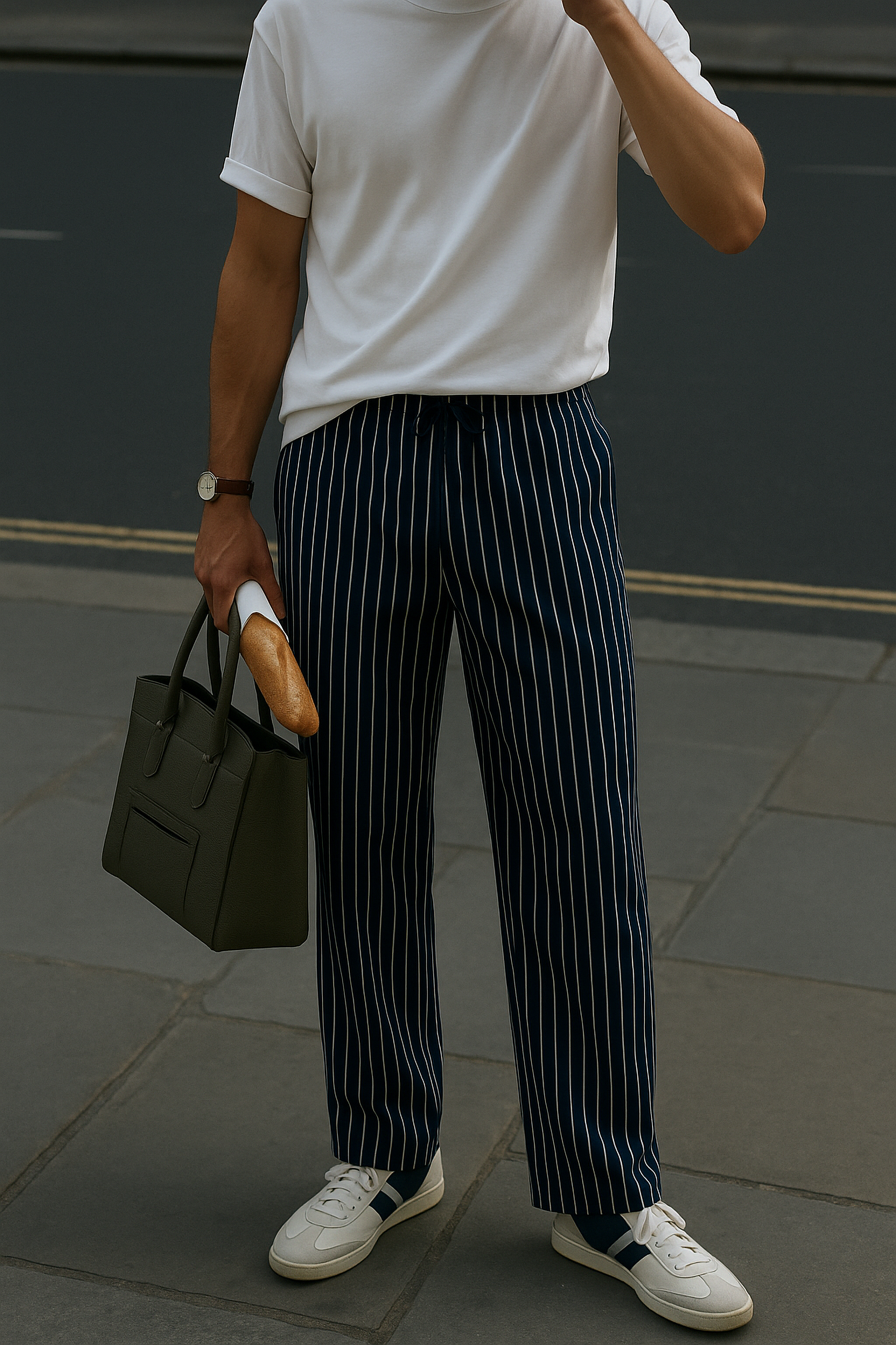 UNISEX STRIPED PANTS - NAVY BLUE